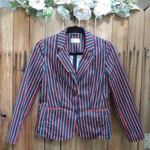 Talbot Petites Blue Orange Striped Jacket